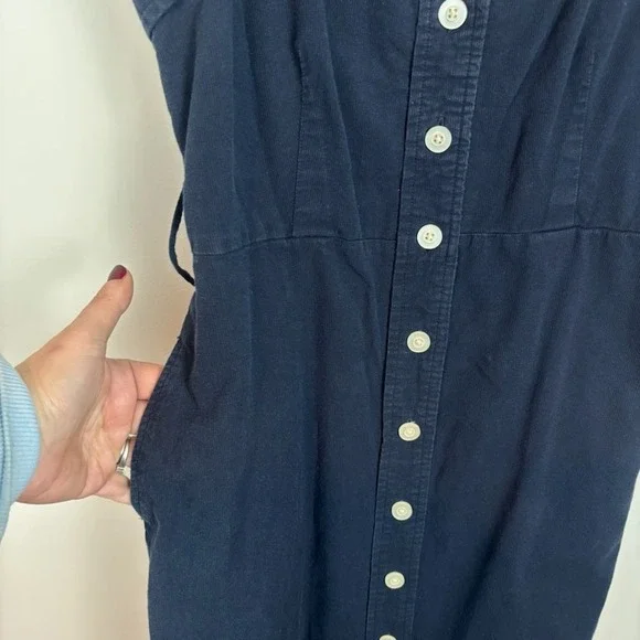 Everlane The Cotton Weave Picnic Midi Dress Navy Womens sz 2 Classic Clean Girl - Picture 2 of 10